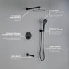 Kibi Circular Pressure Balanced 3-Function Shower System with Rough-In Valve, Matte Black KSF404MB